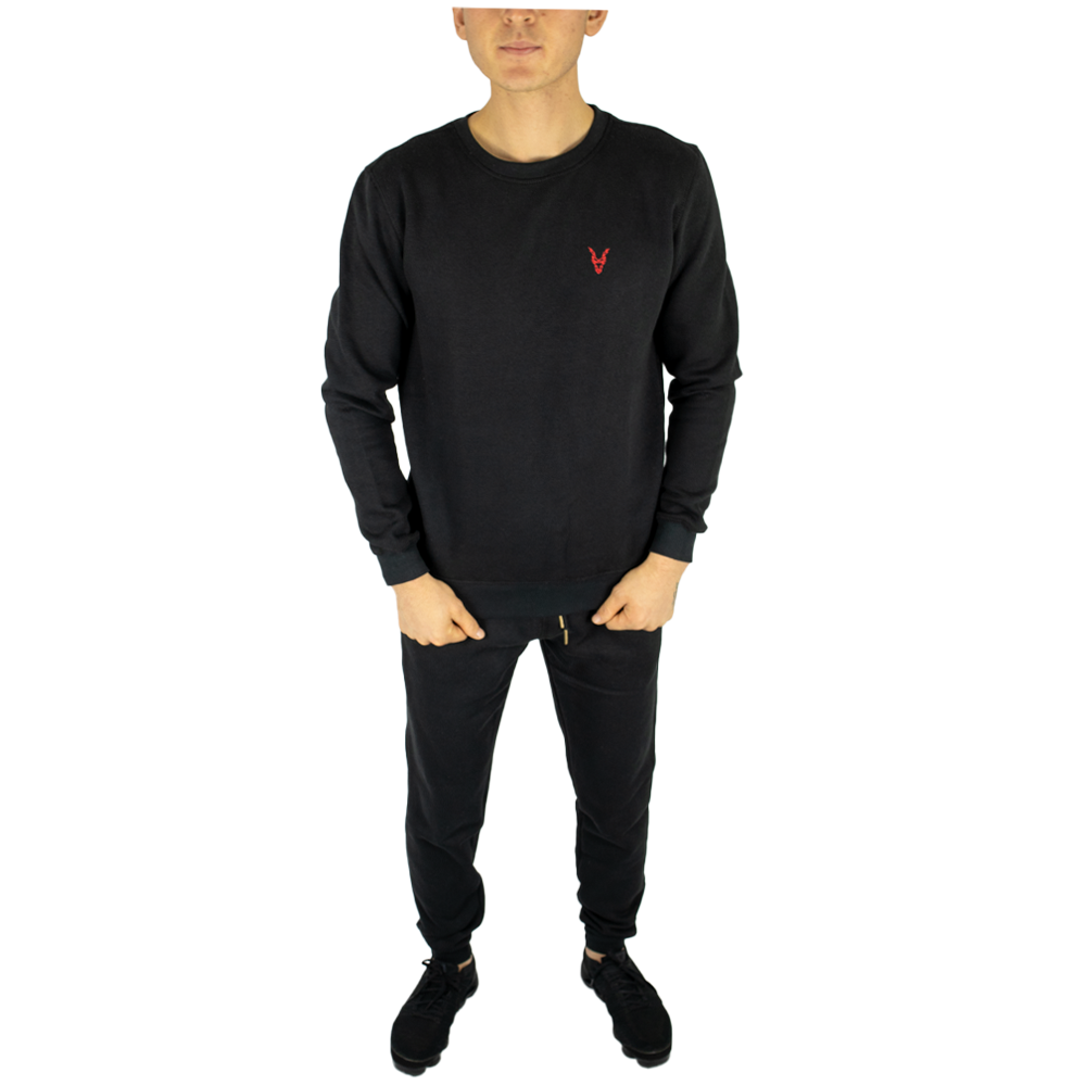 Hose Slim Fit Schwarz Logo Rot/Gelb