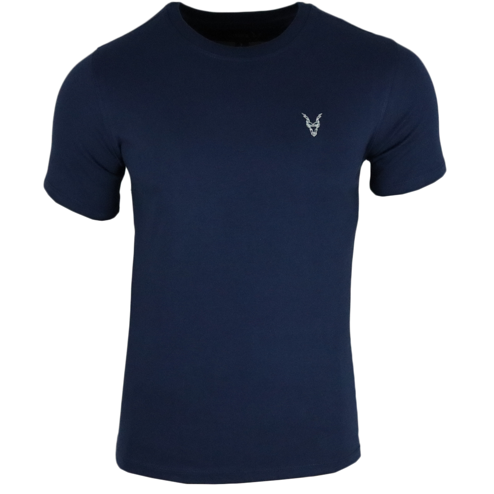 T-Shirt Blau Logo Rot/Weiß