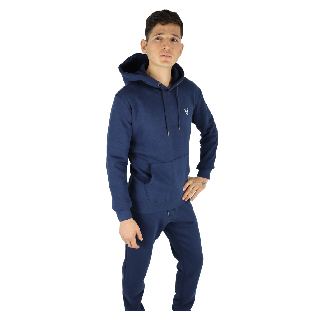 Hoodie Blau Logo Rot/Weiss