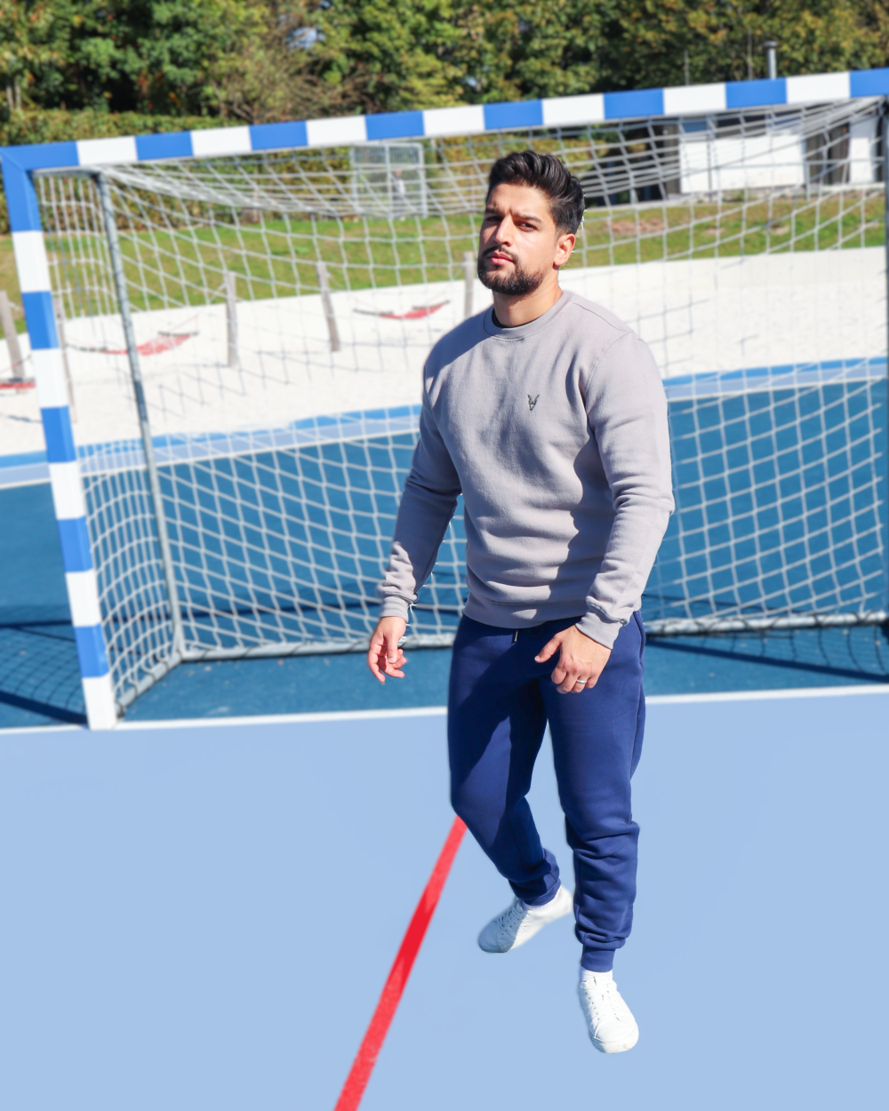 Hose Slim Fit  Blau Logo Rot/Weiß