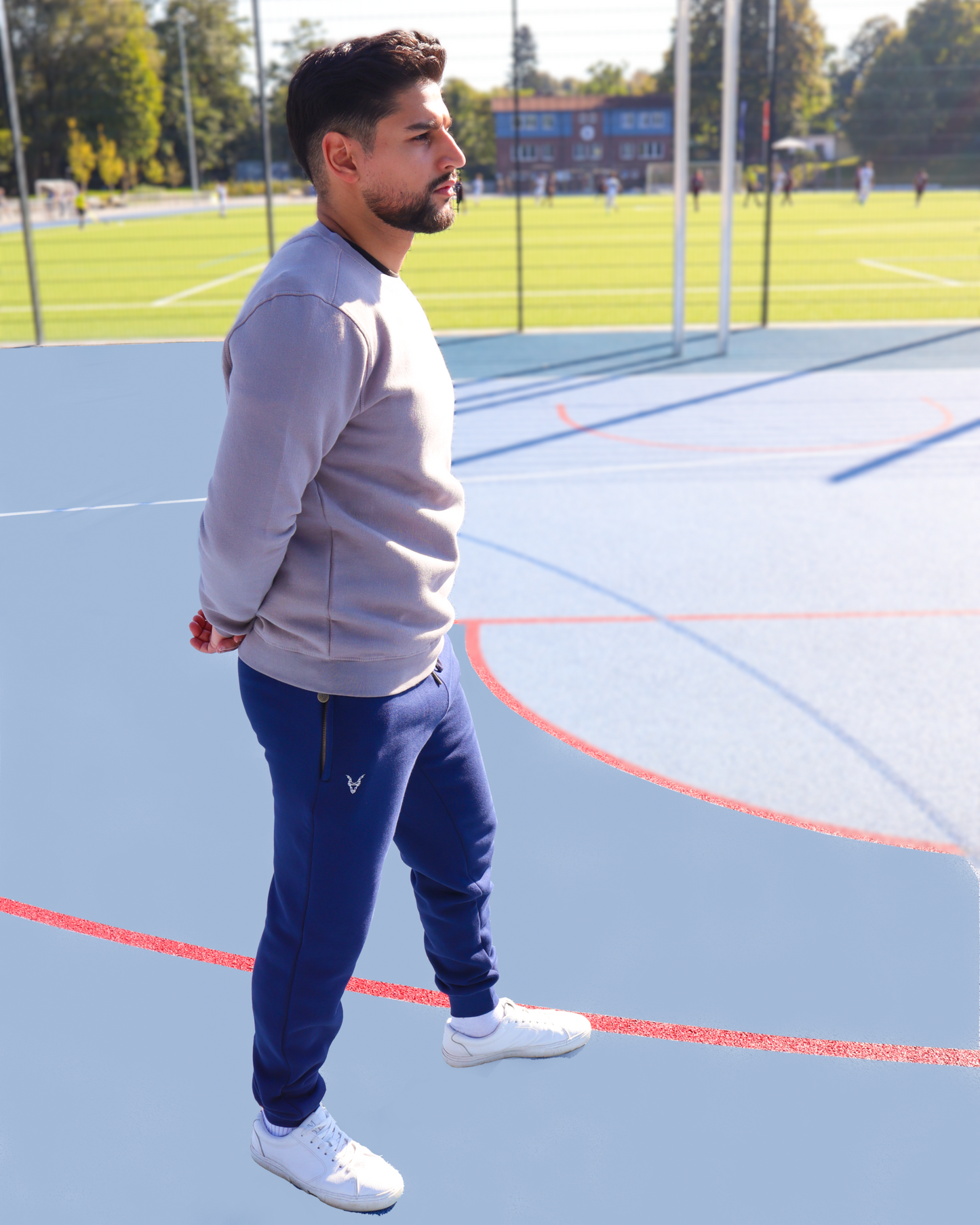 Hose Slim Fit  Blau Logo Rot/Weiß