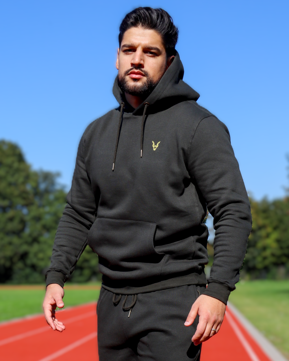 Hoodie Grün Logo Rot/Gelb