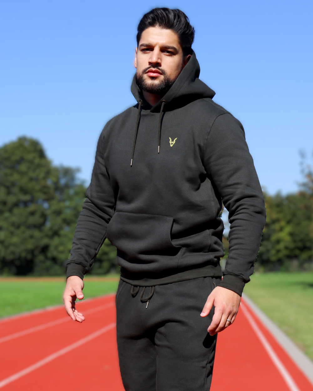 Hoodie Grün Logo Rot/Gelb