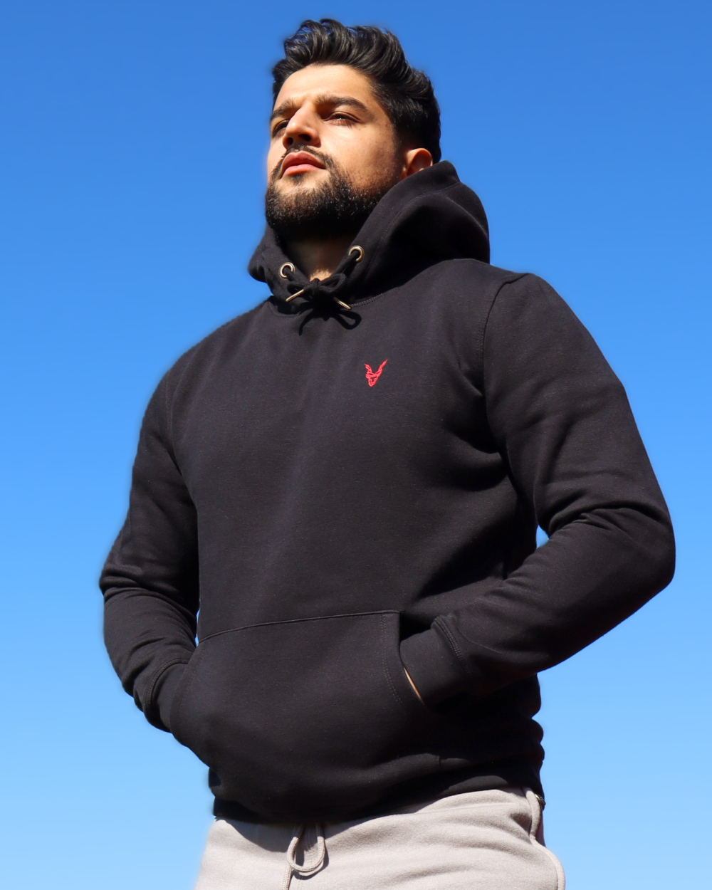 Hoodie Schwarz Logo Gelb/Rot