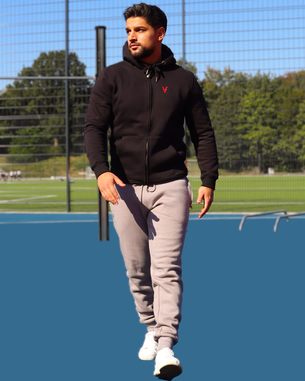 Hoddie Zipper Schwarz Logo Rot/Gelb