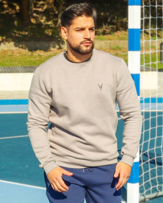 Pullover Grau Logo Blau/Grün