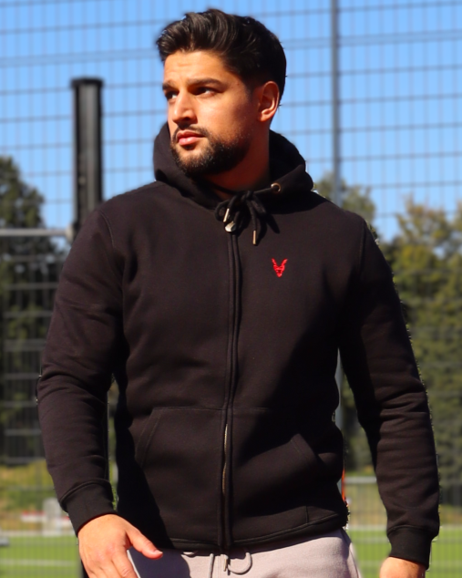 Hoddie Zipper Schwarz Logo Rot/Gelb