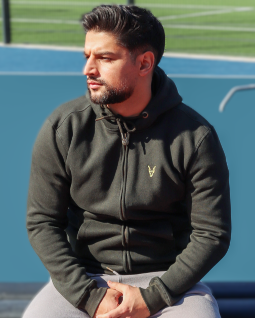 Hoddie Zipper Grün Logo Rot/Gelb