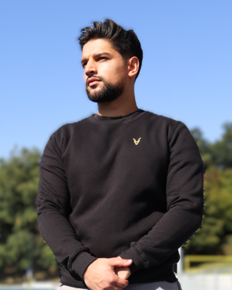 Pullover Schwarz Logo Rot/Gelb