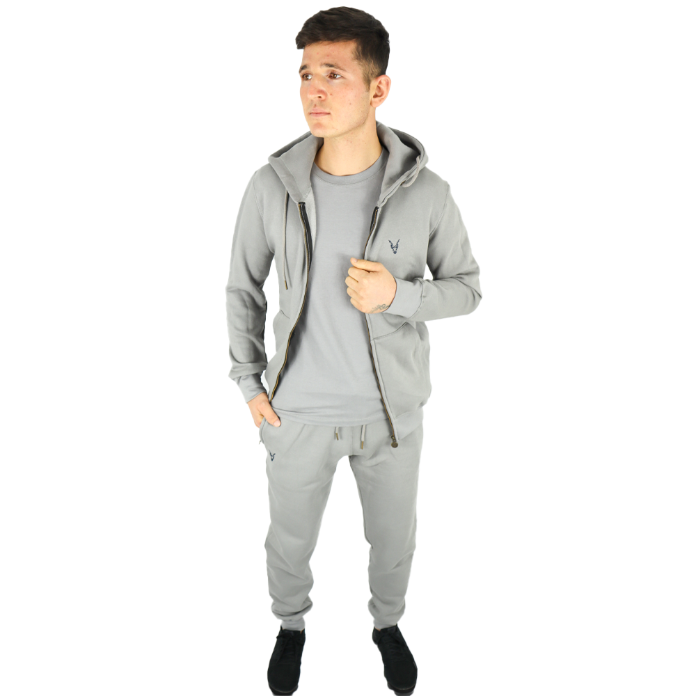 Hose Slim Fit  Grau Logo Blau/Grün
