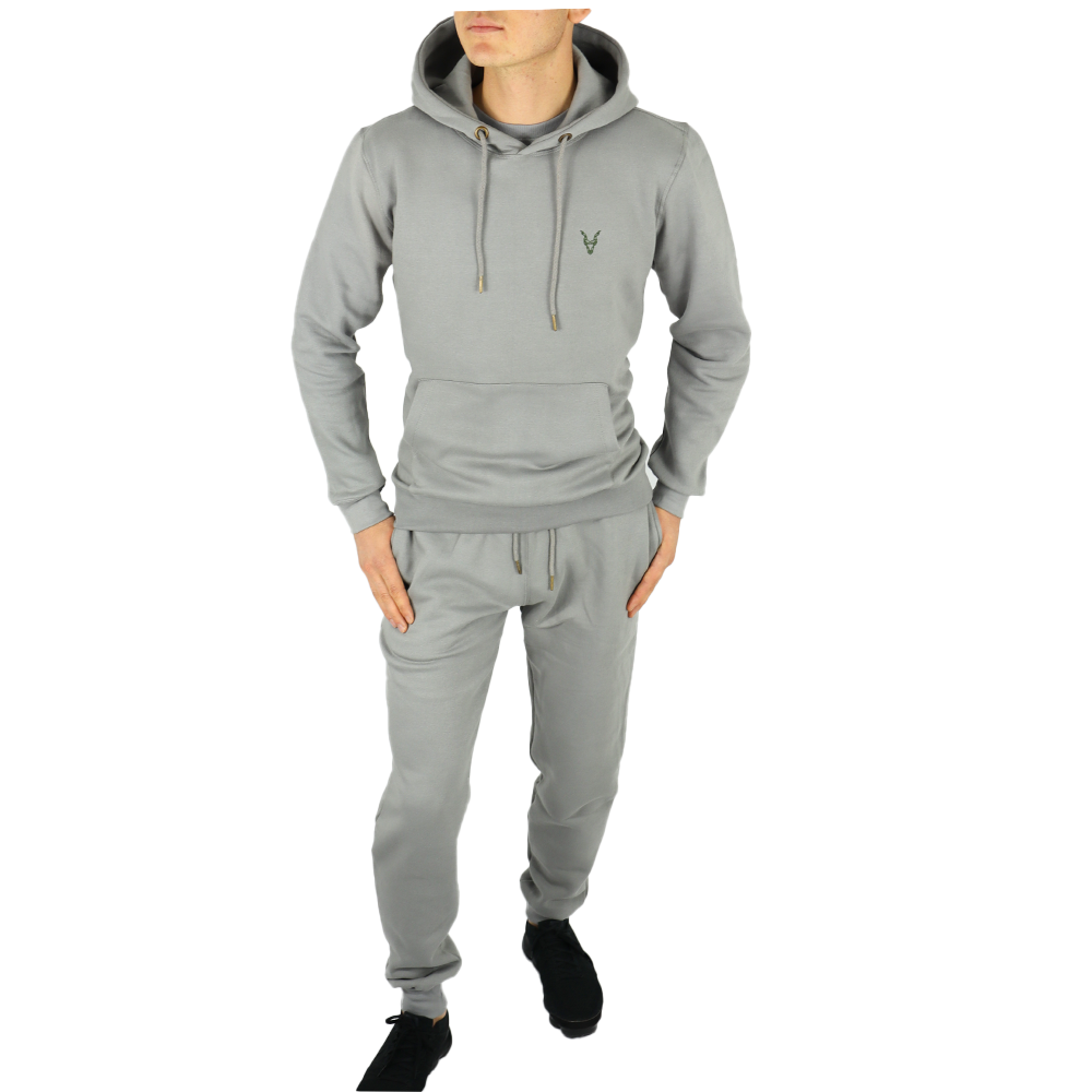 Hoodie Grau Logo Blau/Grün