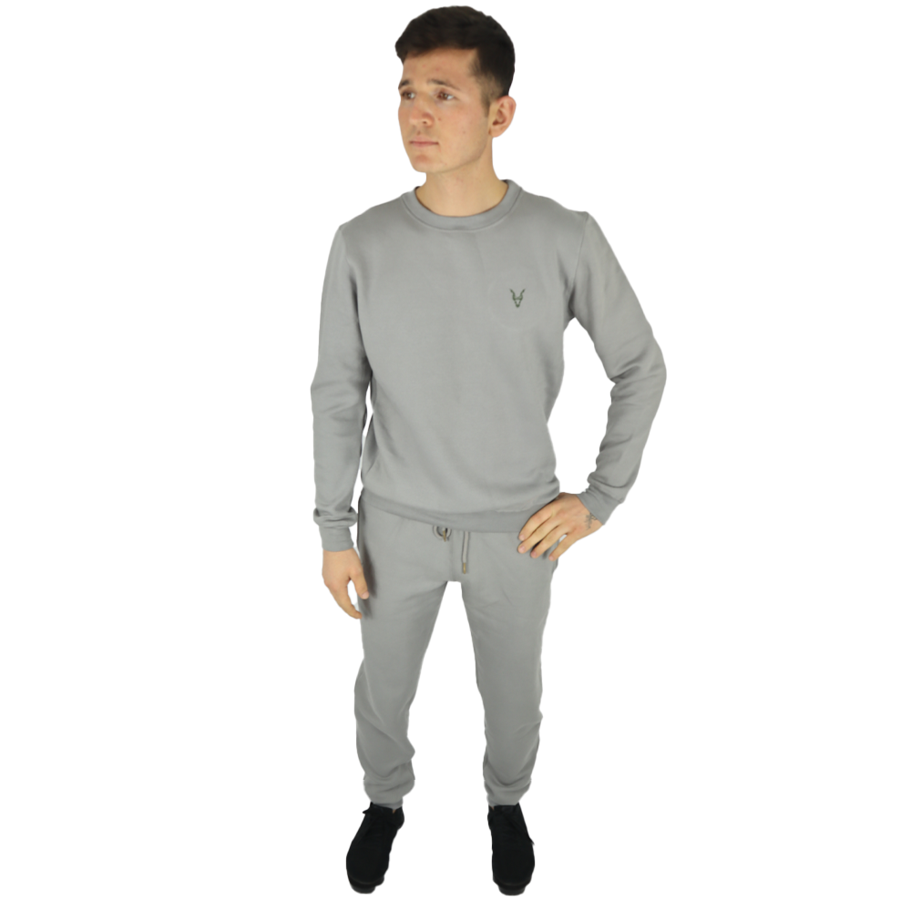 Pullover Grau Logo Blau/Grün