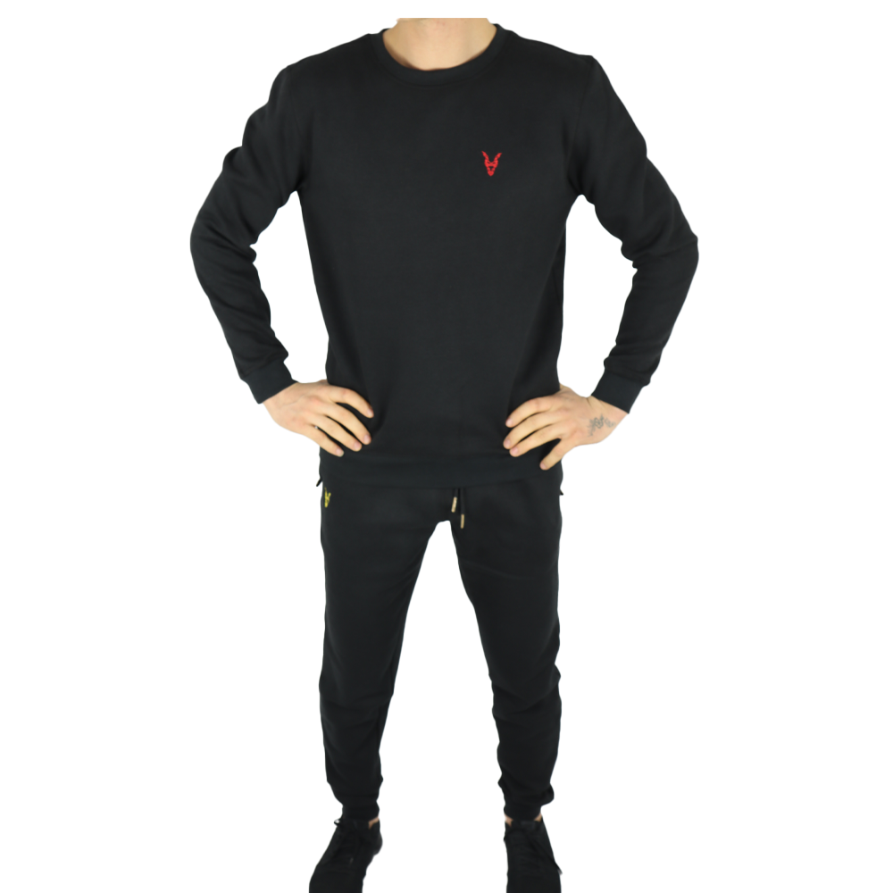 Hose Slim Fit  Schwarz Logo Rot/Gelb