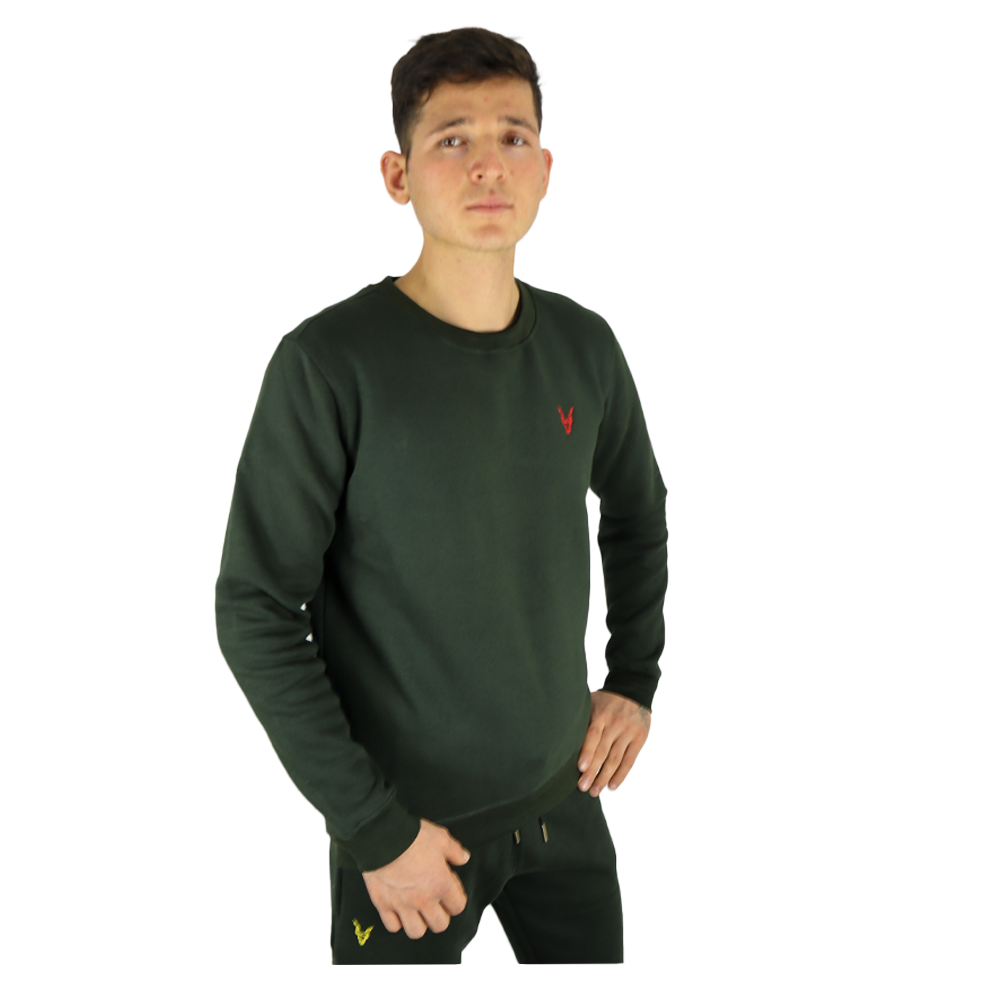 Pullover Grün Logo Rot/Gelb