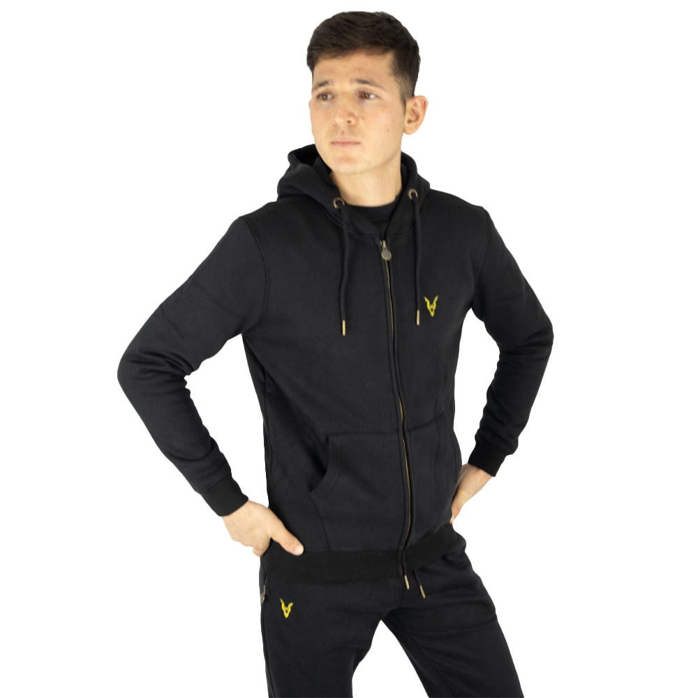 Hoddie Zipper Schwarz Logo Rot/Gelb