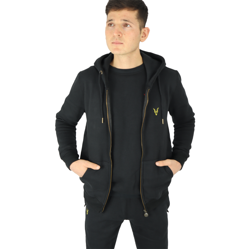 Hoddie Zipper Schwarz Logo Rot/Gelb