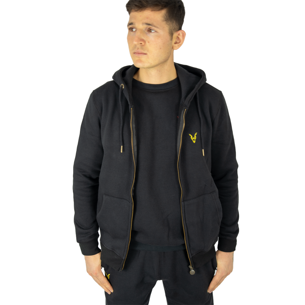 Hoddie Zipper Schwarz Logo Rot/Gelb