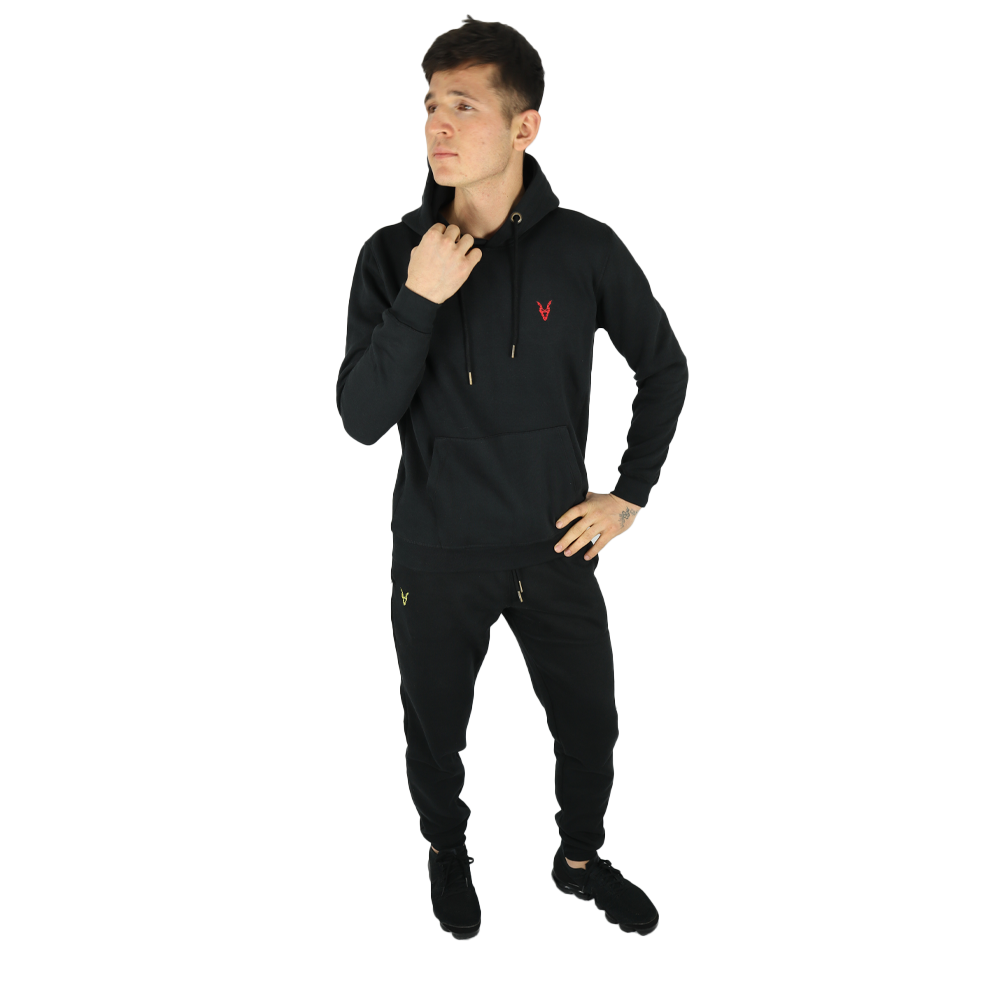 Hoodie Schwarz Logo Gelb/Rot