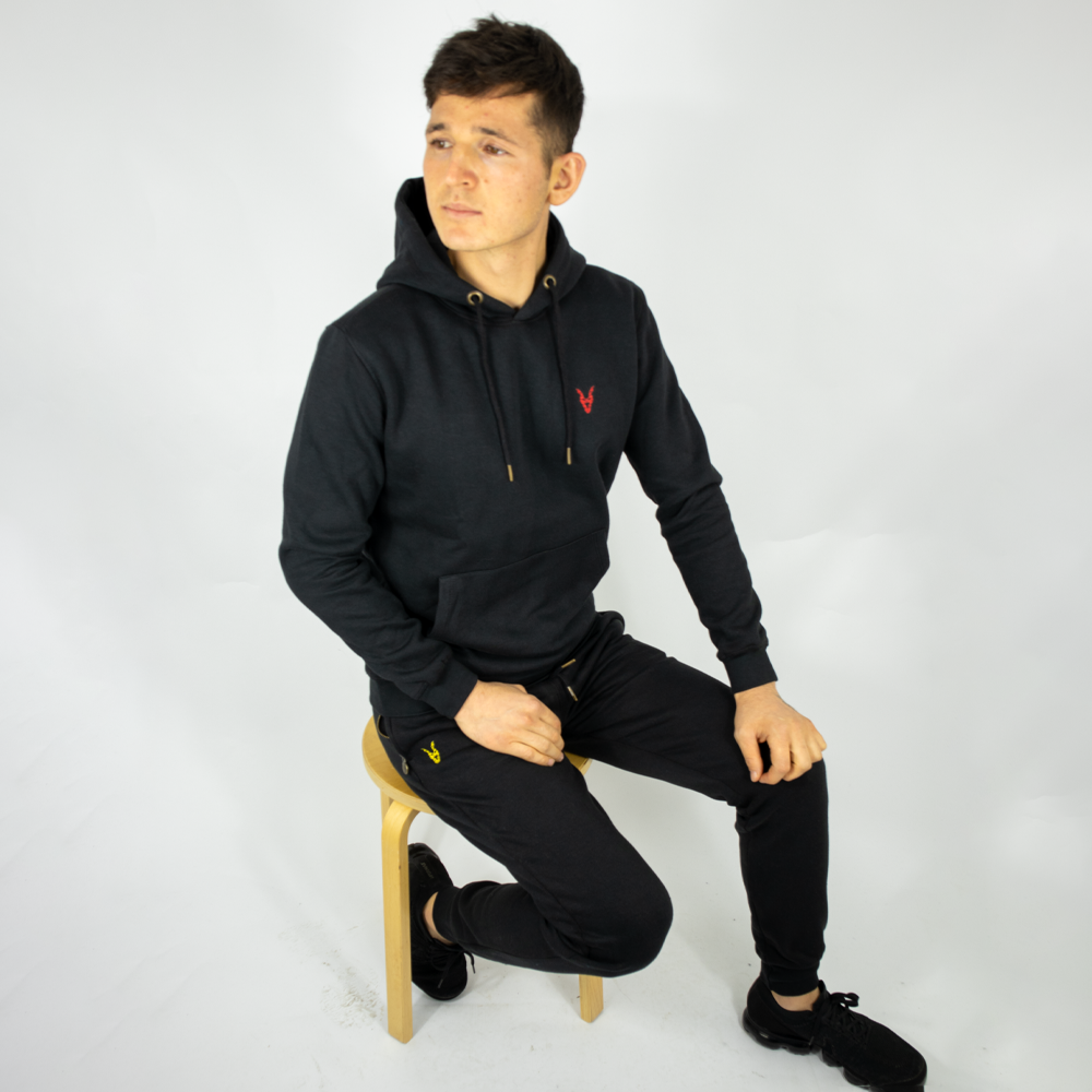 Hose Slim Fit  Schwarz Logo Rot/Gelb