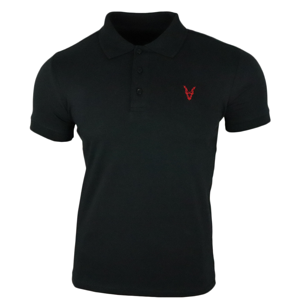 Polo Shirt Schwarz Logo Rot/Gelb