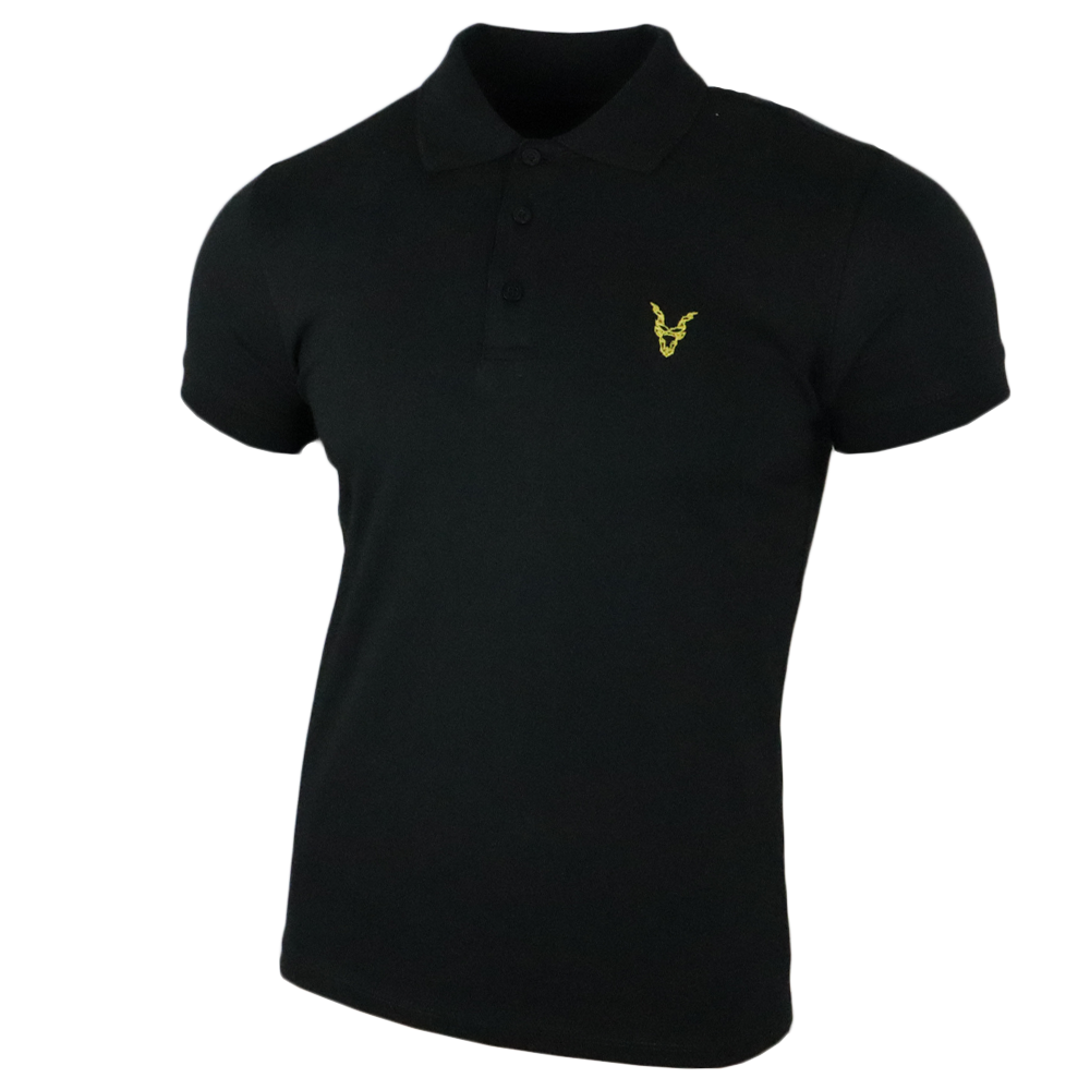 Polo Shirt Schwarz Logo Rot/Gelb