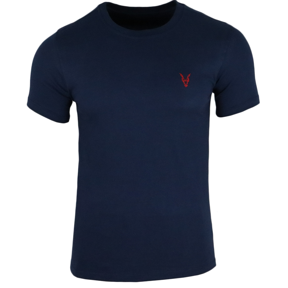 T-Shirt Blau Logo Rot/Weiß