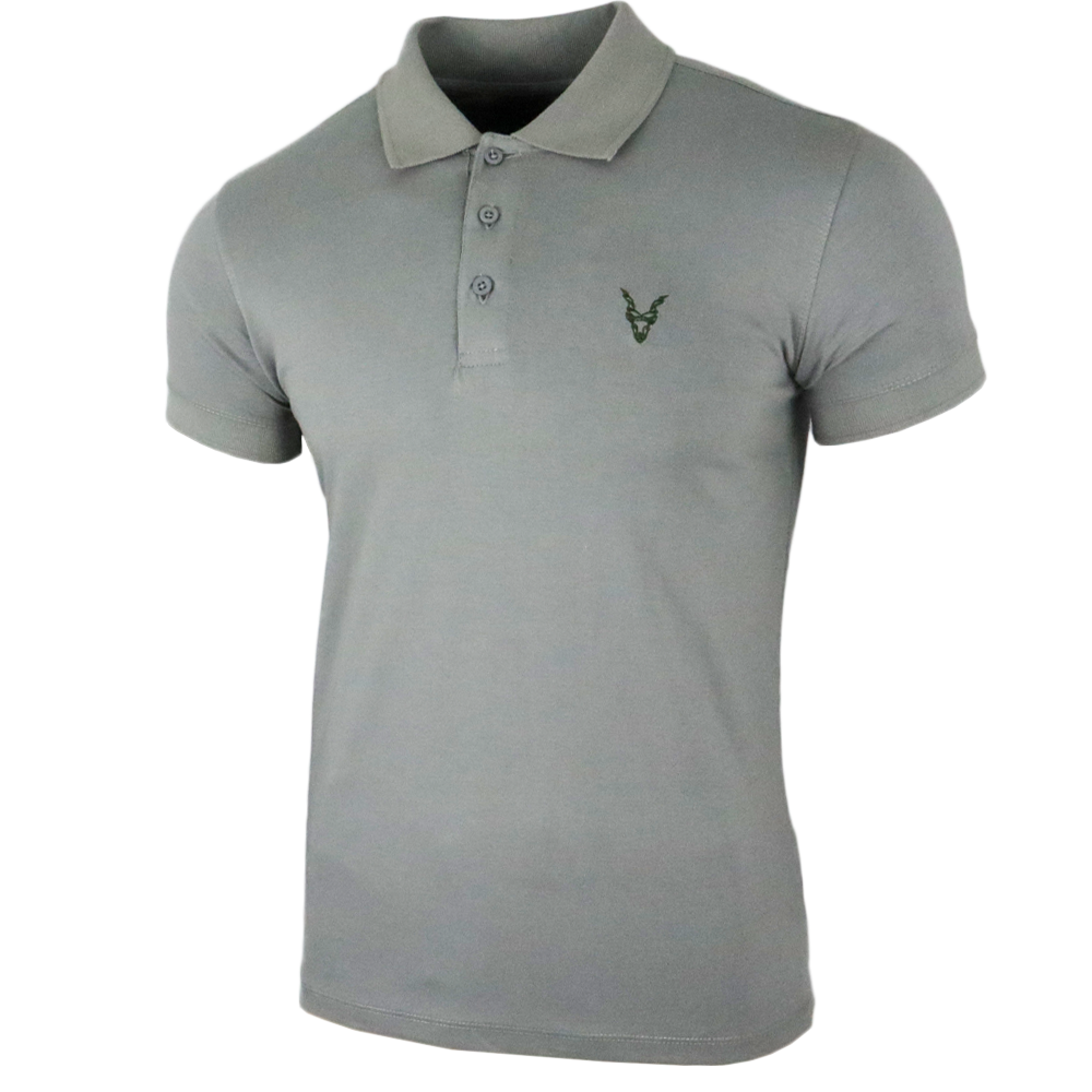 Polo Shirt Grau Logo Blau/Grün