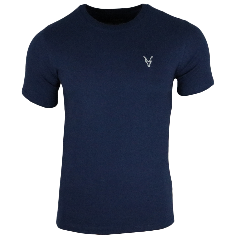 T-Shirt Blau Logo Rot/Weiß