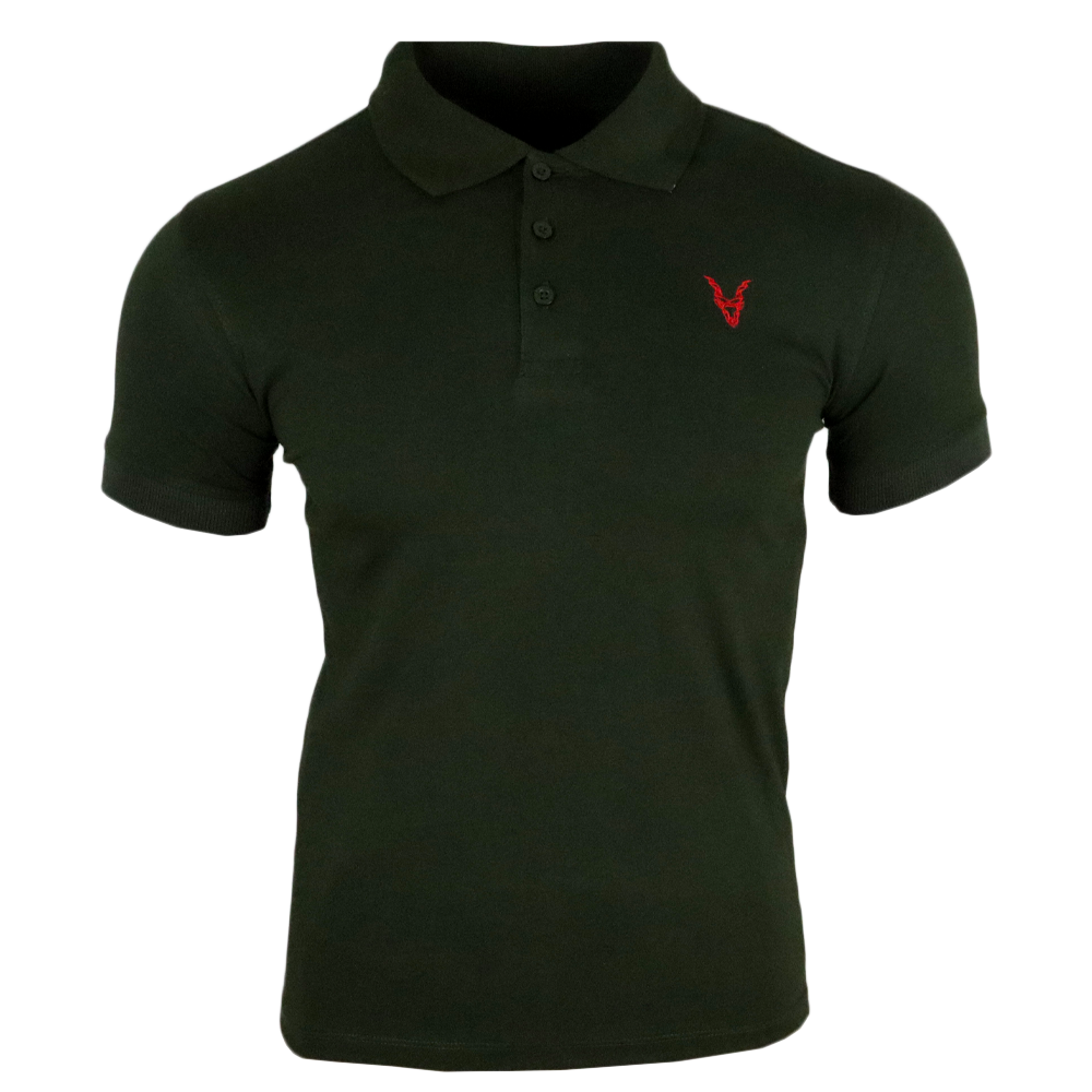 Polo Shirt Grün Logo Rot/Gelb