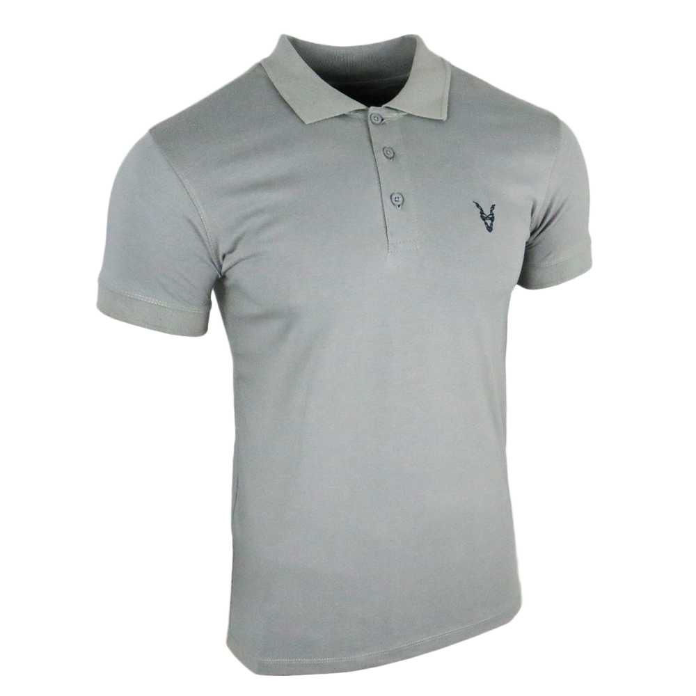 Polo Shirt Grau Logo Blau/Grün