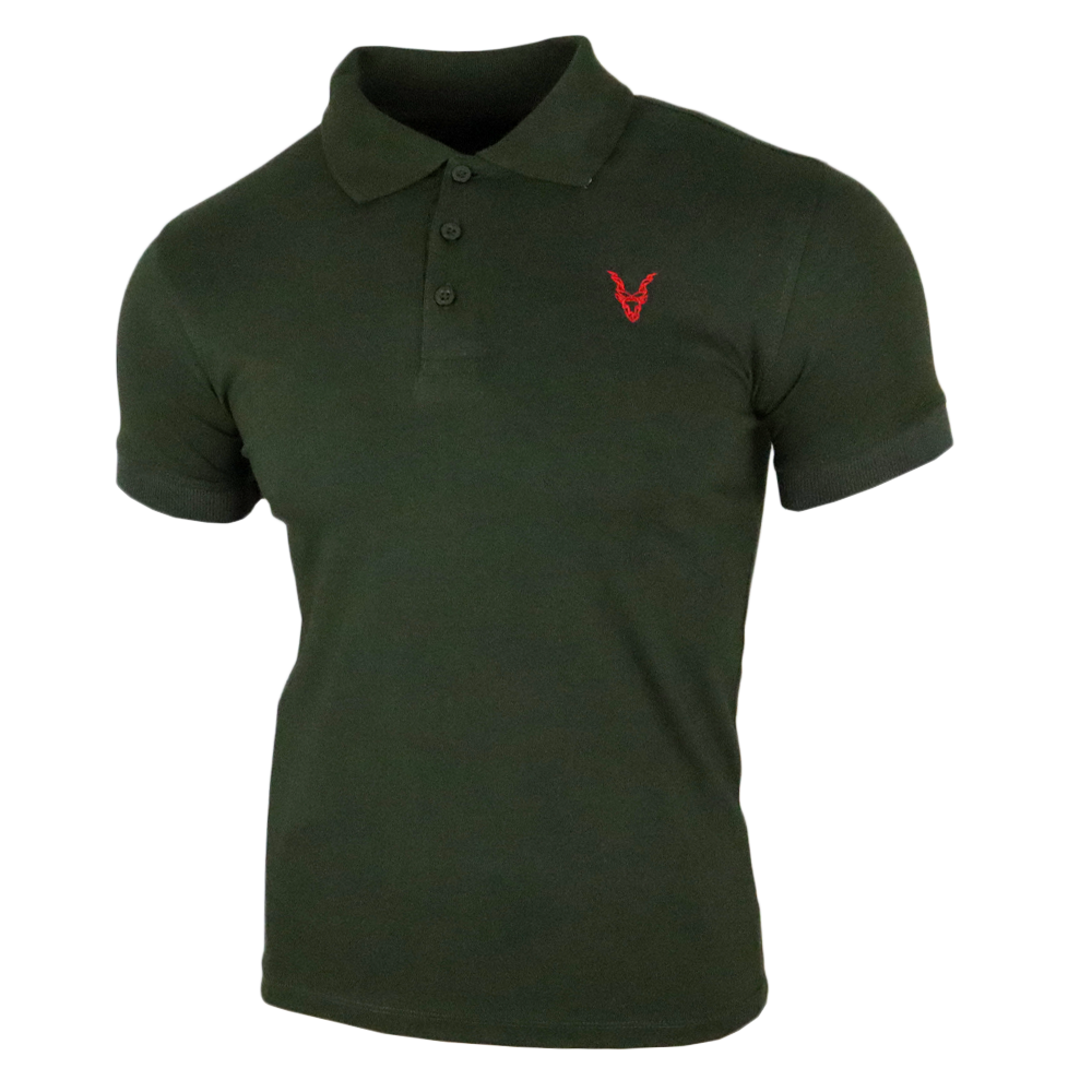 Polo Shirt Grün Logo Rot/Gelb