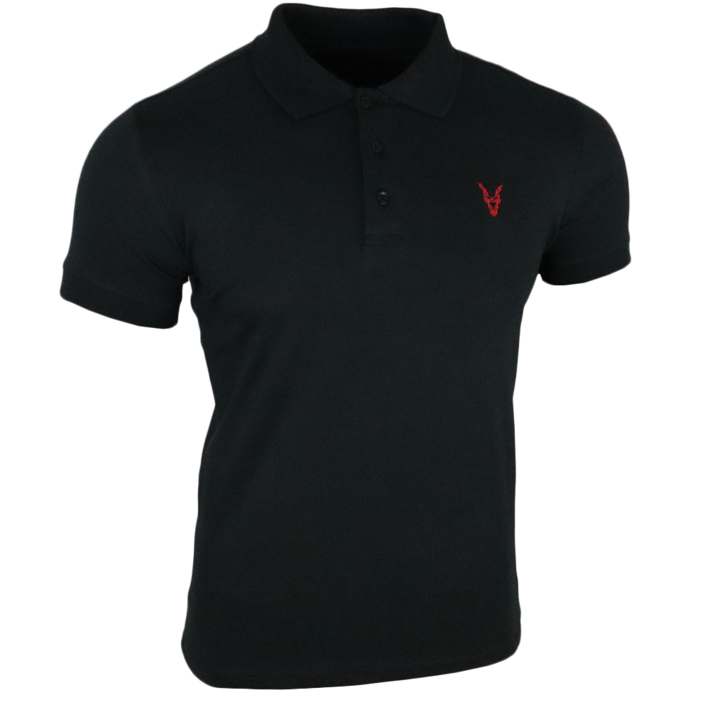 Polo Shirt Schwarz Logo Rot/Gelb