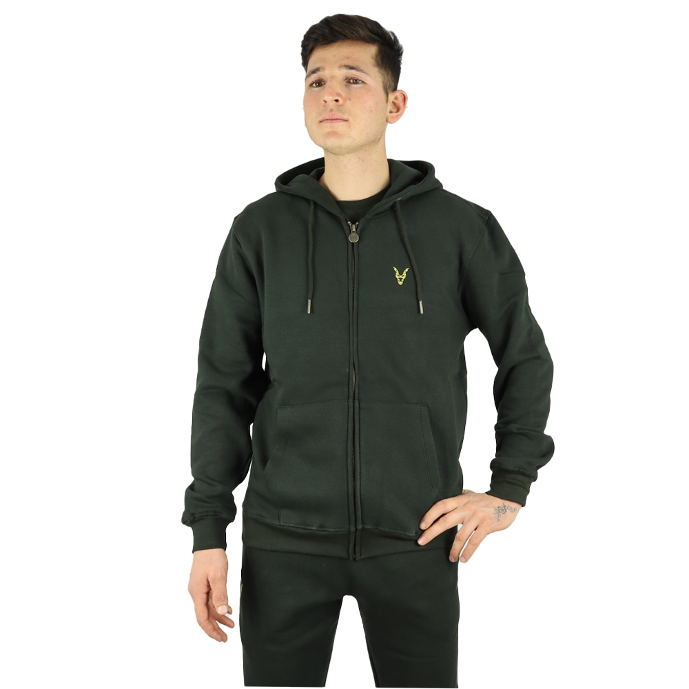 Hoddie Zipper Grün Logo Rot/Gelb