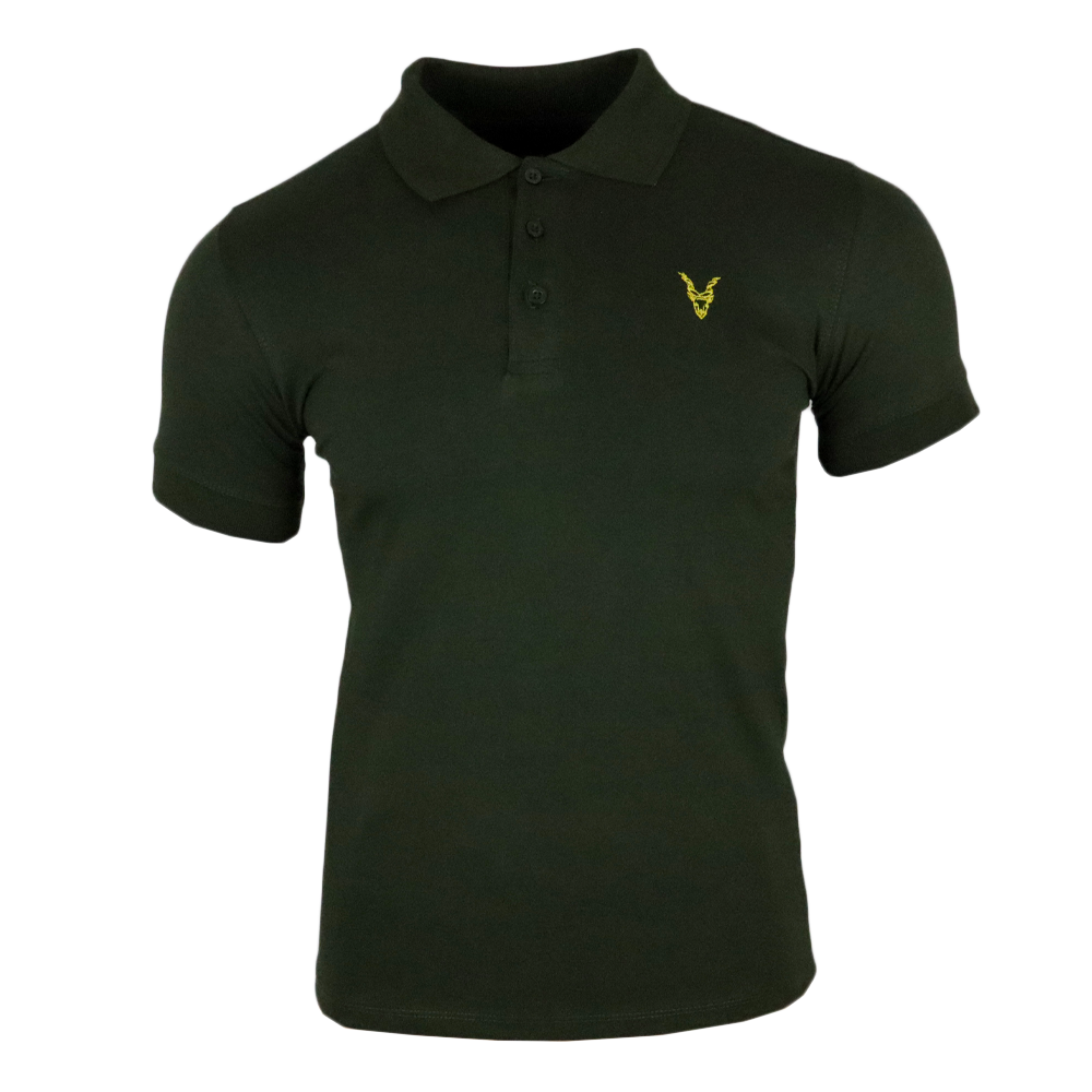 Polo Shirt Grün Logo Rot/Gelb