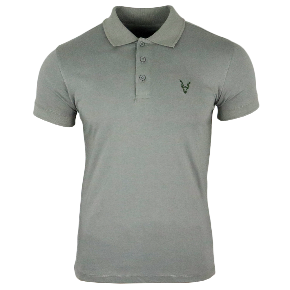 Polo Shirt Grau Logo Blau/Grün