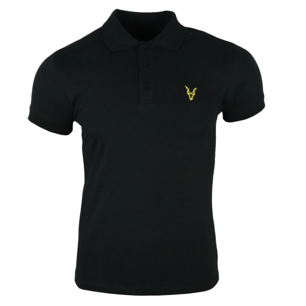 Polo Shirt Schwarz Logo Rot/Gelb