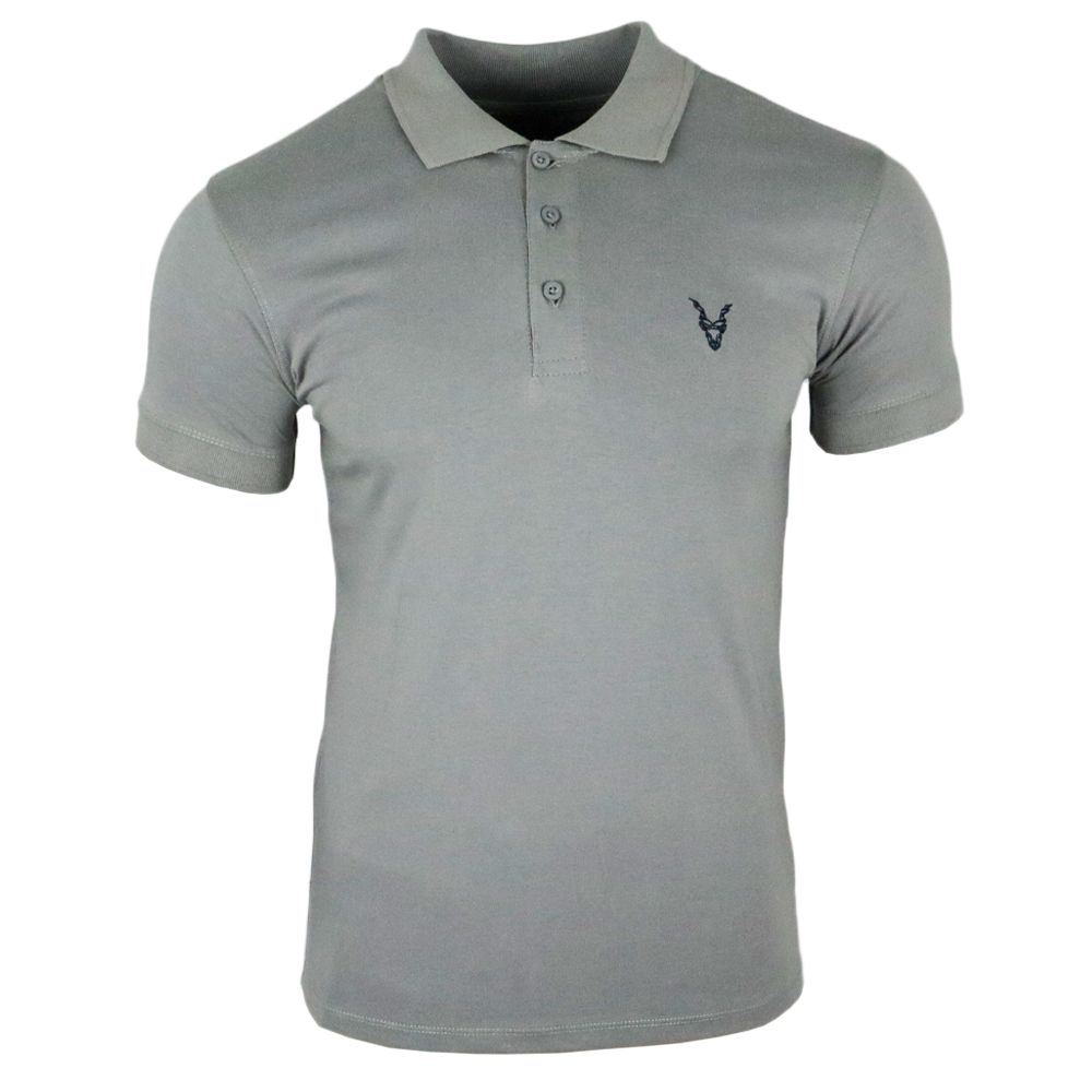 Polo Shirt Grau Logo Blau/Grün