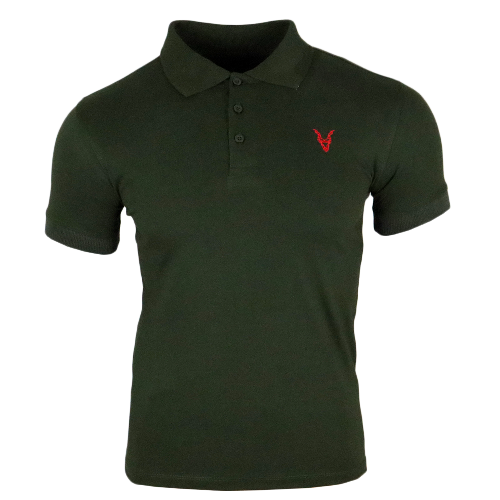 Polo Shirt Grün Logo Rot/Gelb