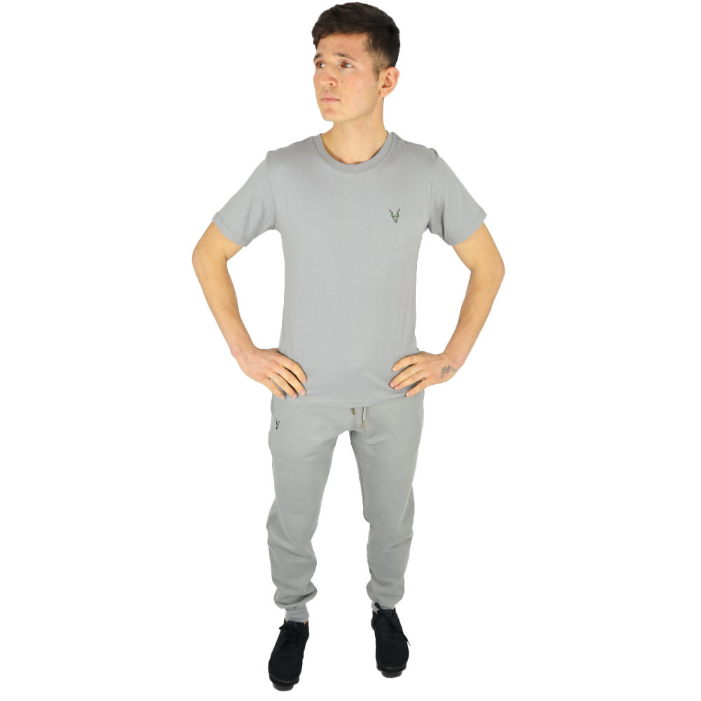 T-Shirt Grau Logo Blau/Grün